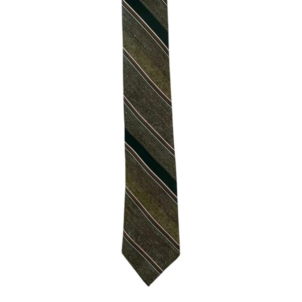 Don Loper Beverly Hills Men's Classic Neck Tie Brown Retro Stripe Polyester
